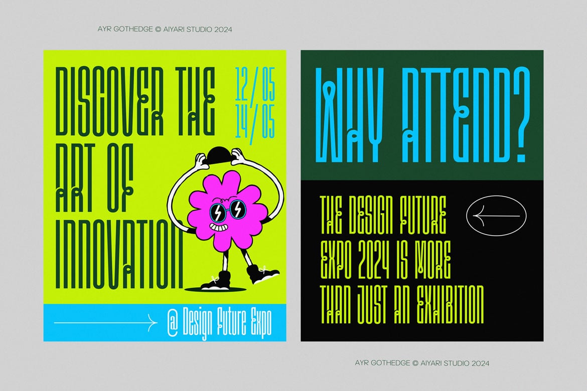 复古哥特式海报邀请函服装设计无衬线英文字体安装包 Gothedge 设计素材 sucaiwan.com