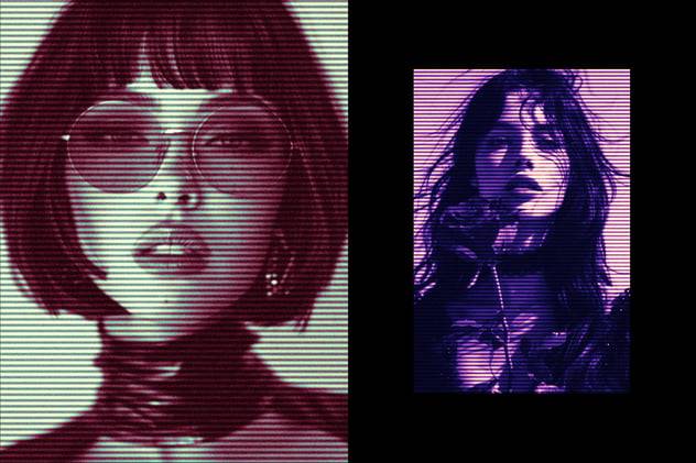 半色调线条Riso复印打印照片效果ps滤镜样机 Halftone Line Photo Effect 插件预设 sucaiwan.com