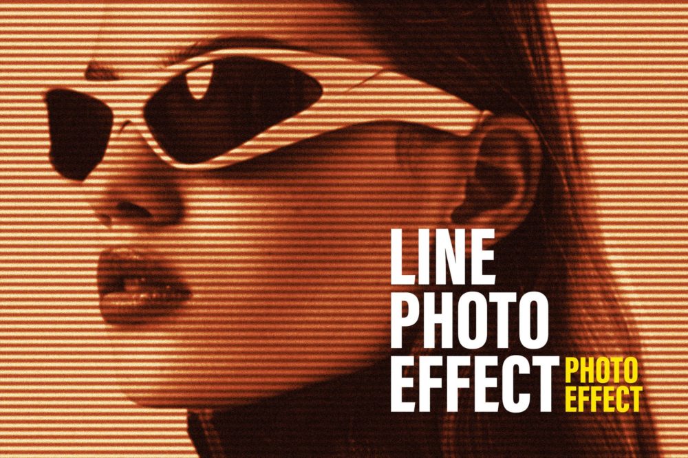 半色调线条Riso复印打印照片效果ps滤镜样机 Halftone Line Photo Effect 插件预设 sucaiwan.com