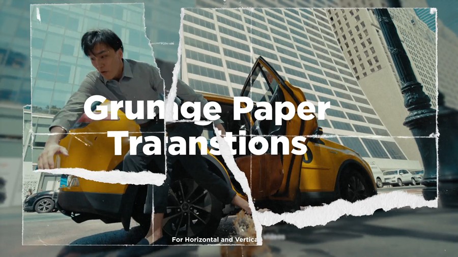 4K高质量复古垃圾撕裂纸张拼贴横屏手机竖屏转场过渡三合一AE/PR/PR Mogrt模板 Grunge Paper Transitions 影视音频 sucaiwan.com