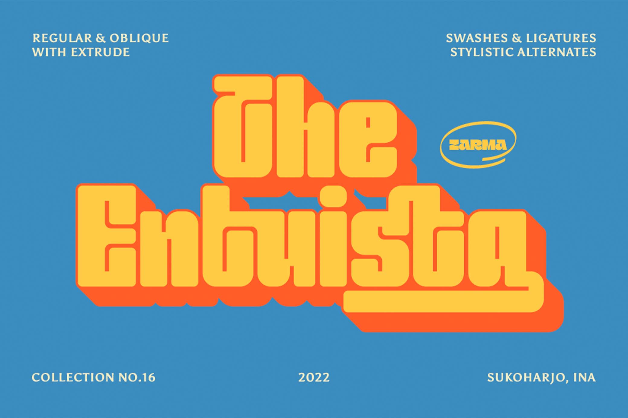 两款复古老派氛围独特贴纸封面社交媒体设计厚实粗体字体 Entuista - Chunky Display Font 设计素材 sucaiwan.com