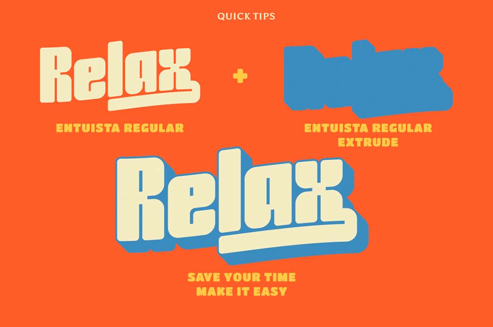 两款复古老派氛围独特贴纸封面社交媒体设计厚实粗体字体 Entuista - Chunky Display Font 设计素材 sucaiwan.com