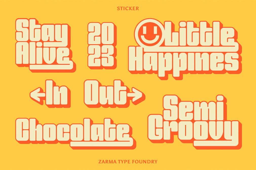 两款复古老派氛围独特贴纸封面社交媒体设计厚实粗体字体 Entuista - Chunky Display Font 设计素材 sucaiwan.com