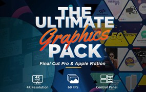 FCPX插件:558个社交媒体字幕条标题图文排版设计宣传介绍LOGO图形动画 The Ultimate Graphics Pack