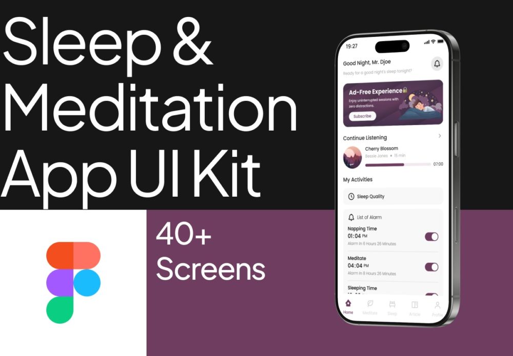 40+屏高级极简睡眠跟踪冥想课程催眠APP软件UI界面设计Figma模板素材 Sleep & Meditation App UI Kit APP UI 第1张-素材湾丨精选海外优质设计素材资源 40+屏高级极简睡眠跟踪冥想课程催眠APP软件UI界面设计Figma模板素材 Sleep & Meditation App UI Kit APP UI sucaiwan.com