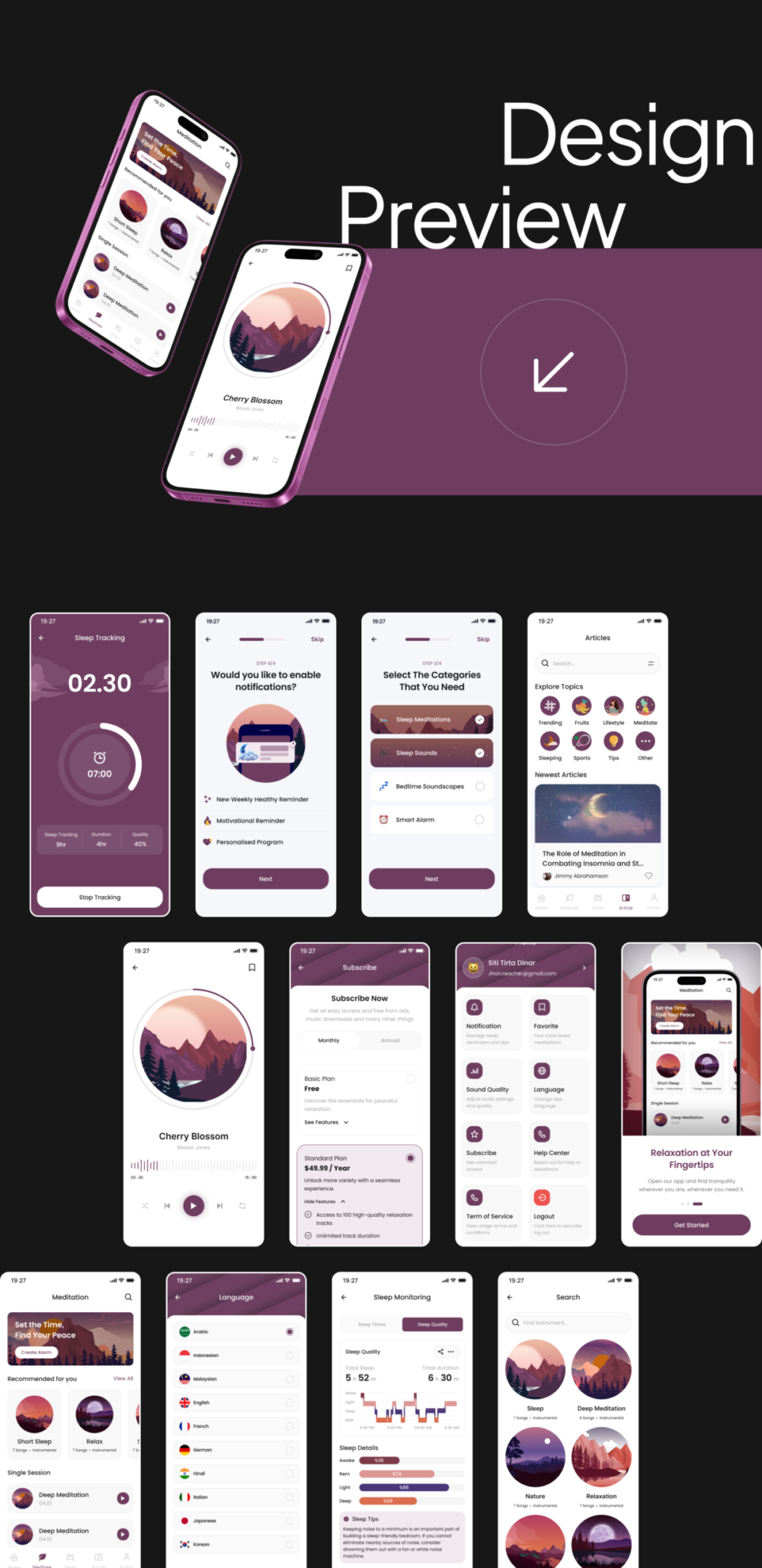 40+屏高级极简睡眠跟踪冥想课程催眠APP软件UI界面设计Figma模板素材 Sleep & Meditation App UI Kit APP UI 第7张-素材湾丨精选海外优质设计素材资源 40+屏高级极简睡眠跟踪冥想课程催眠APP软件UI界面设计Figma模板素材 Sleep & Meditation App UI Kit APP UI sucaiwan.com