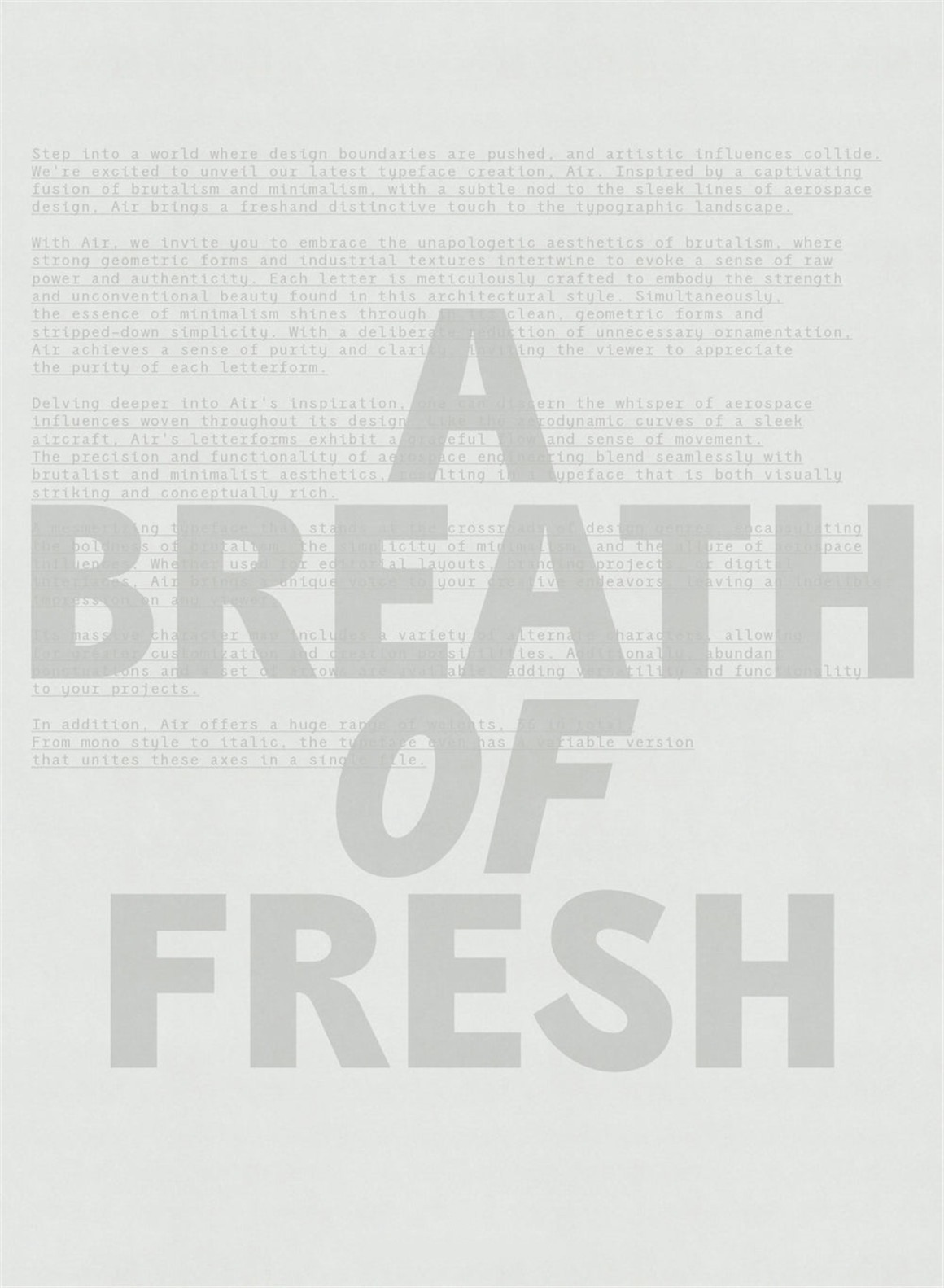 英文字体：现代粗野极简主义实验性打印印刷无衬线字体家族 Air by Pangram Pangram , sucaiwan.com