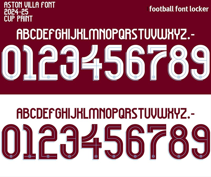 阿斯顿维拉 2024-2025 球衣字体下载 , sucaiwan.com