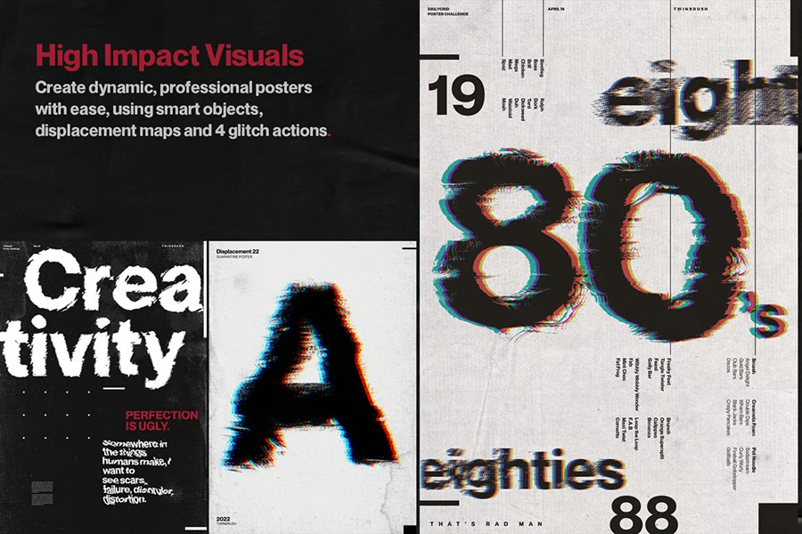 70多款潮流美学动态感位移图纹理背景艺术海报设计样机模板PSD/PNG Ultimate Distortion Poster Creator 图片素材 sucaiwan.com