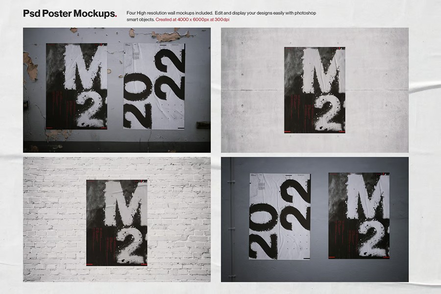 70多款潮流美学动态感位移图纹理背景艺术海报设计样机模板PSD/PNG Ultimate Distortion Poster Creator 图片素材 sucaiwan.com