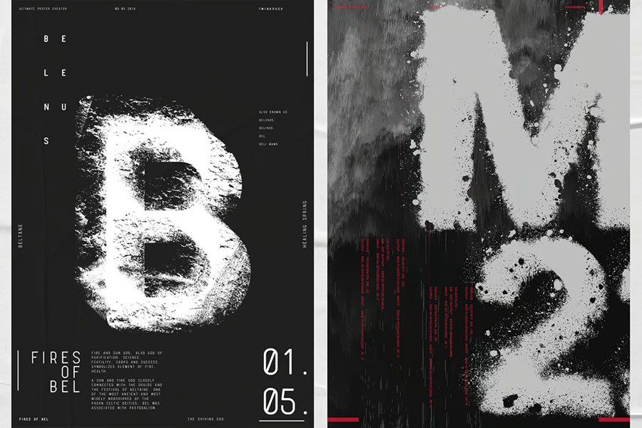 70多款潮流美学动态感位移图纹理背景艺术海报设计样机模板PSD/PNG Ultimate Distortion Poster Creator 图片素材 sucaiwan.com