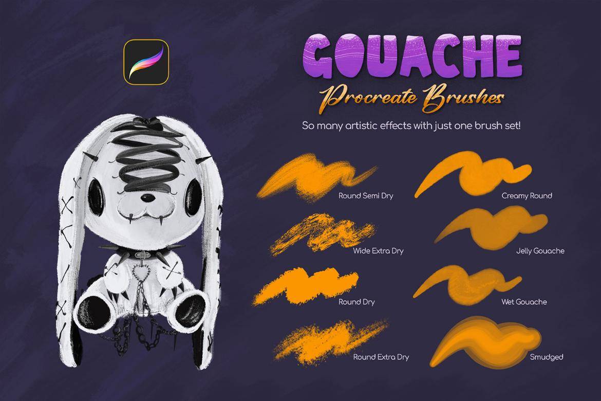 24款逼真水粉水彩线条颗粒水墨效果procreate绘画笔刷画笔素材 Gouache Procreate Brushes 笔刷资源 第4张-素材湾丨精选海外优质设计素材资源 24款逼真水粉水彩线条颗粒水墨效果procreate绘画笔刷画笔素材 Gouache Procreate Brushes 笔刷资源 sucaiwan.com