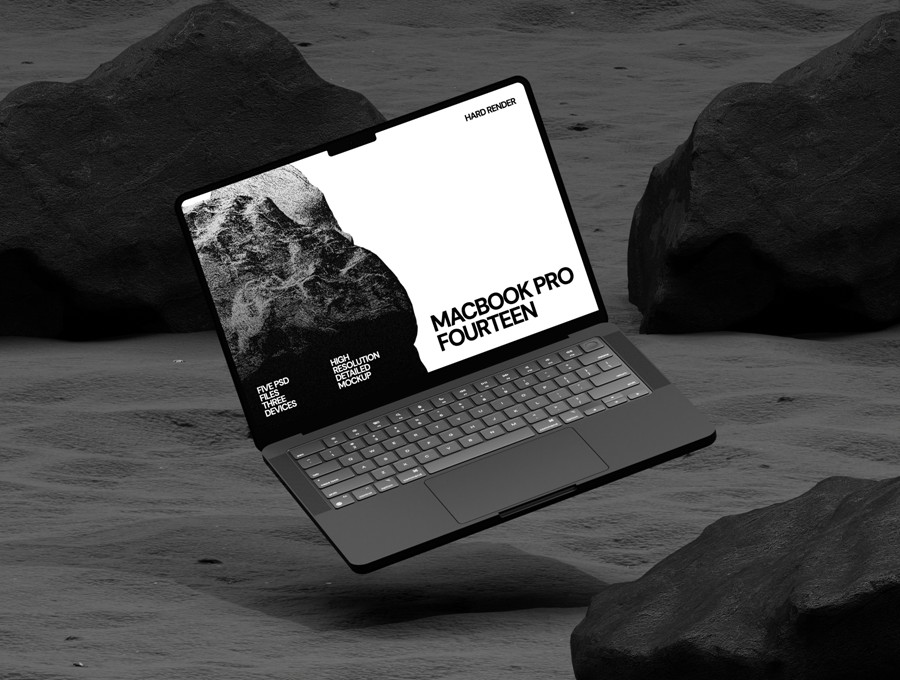 黑化工业风UI设计苹果iPad平板MacBook电脑iPhone手机贴图PS/AE样机模板素材 ZeroG Device Mockup 样机素材 sucaiwan.com