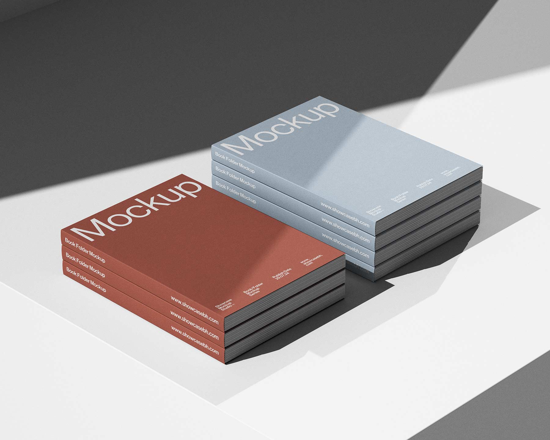 8款高级工业风硬皮精装书籍画册设计展示效果图PS贴图样机模板素材 BF6_Book Folder Mockup Bundle by Showcase Mockup 样机素材 sucaiwan.com