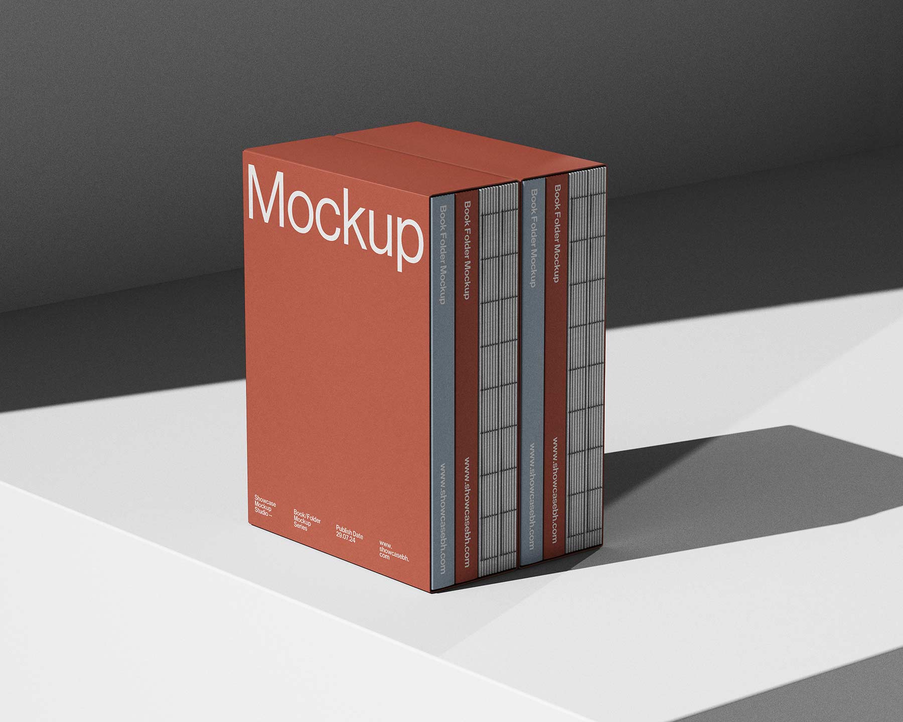 8款高级工业风硬皮精装书籍画册设计展示效果图PS贴图样机模板素材 BF6_Book Folder Mockup Bundle by Showcase Mockup 样机素材 sucaiwan.com