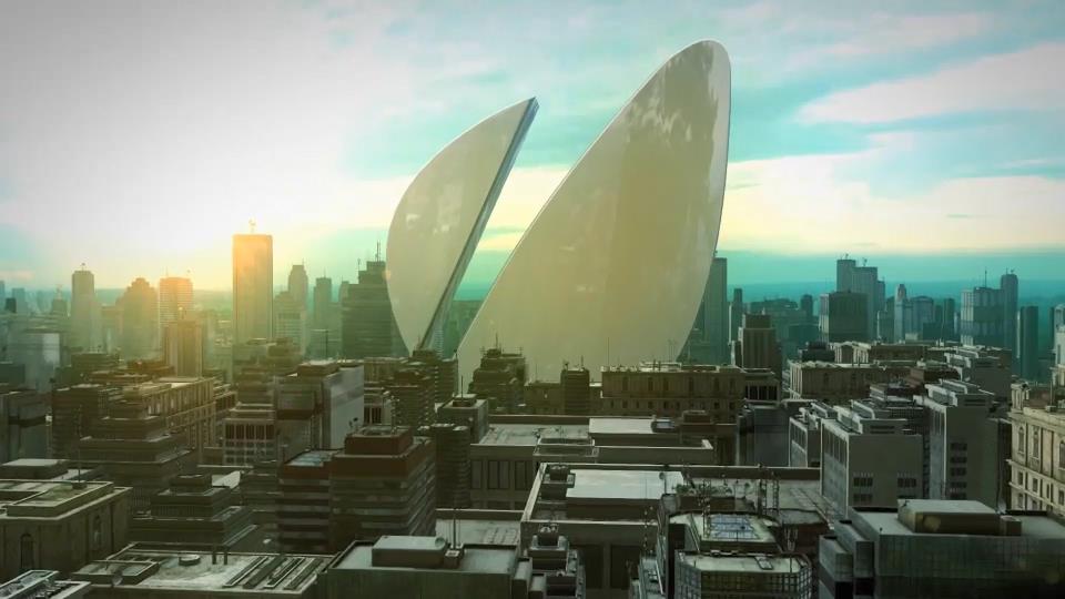 AE模板：企业级现代城市楼宇钢铁森林摩天轮3D建筑LOGO展示 Massive City Logo 影视音频 sucaiwan.com