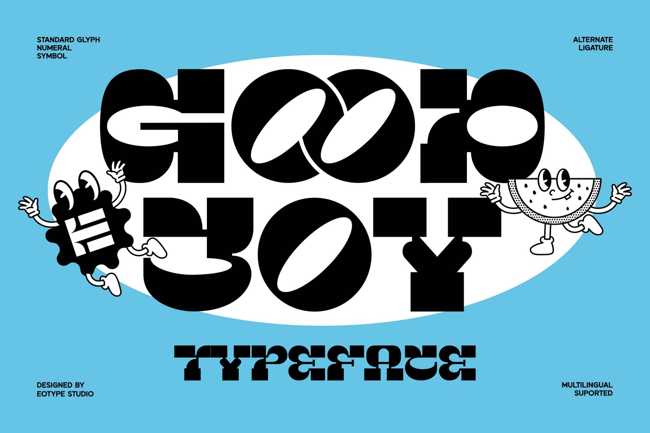 Good Joy | Groovy Font 70年代复古经典趣味嬉皮士美学平面贴纸卡通动画字体 设计素材 sucaiwan.com