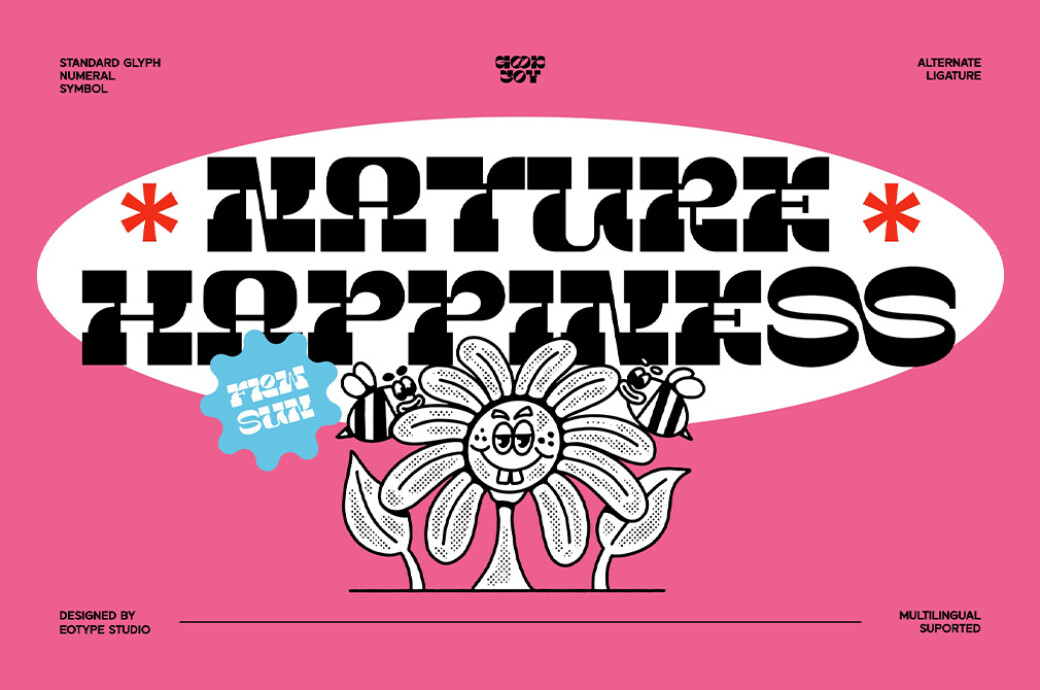 Good Joy | Groovy Font 70年代复古经典趣味嬉皮士美学平面贴纸卡通动画字体 设计素材 sucaiwan.com