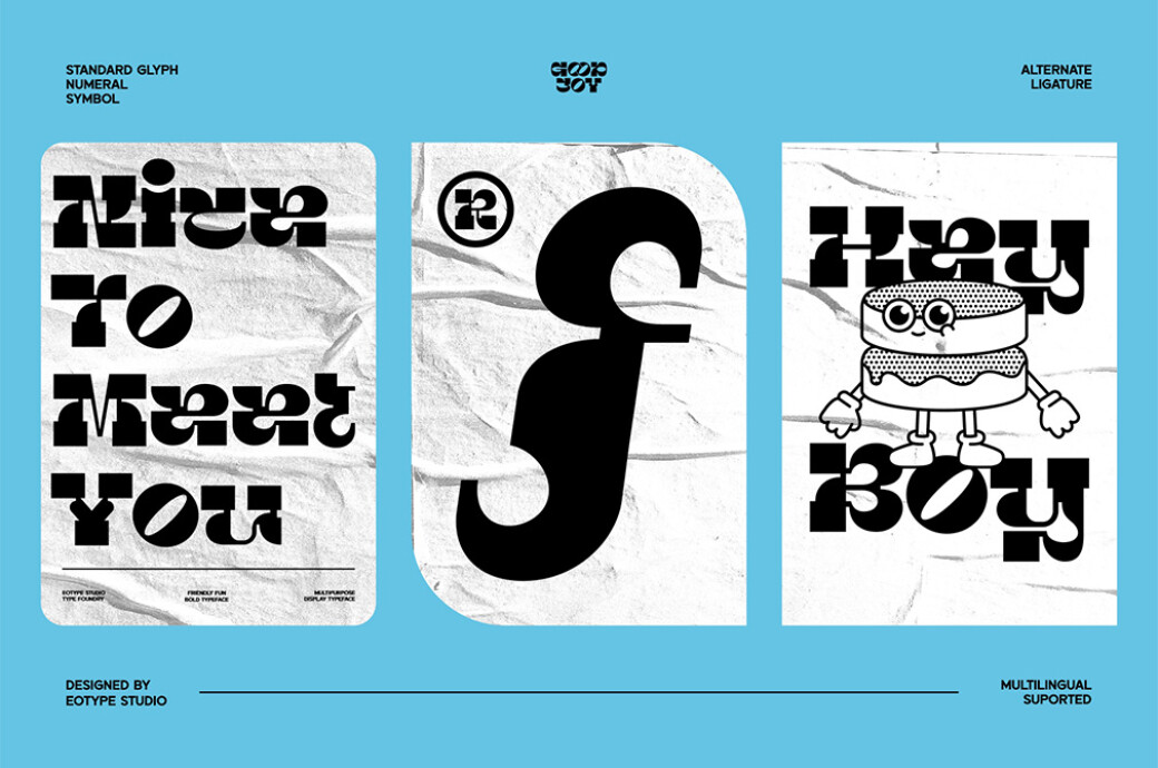 Good Joy | Groovy Font 70年代复古经典趣味嬉皮士美学平面贴纸卡通动画字体 设计素材 sucaiwan.com