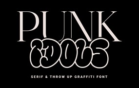 英文字体:趣味Y2K气泡涂鸦复古装饰logo徽标插画手写衬线字体 Punk Idols – Serif & Throw Up Font