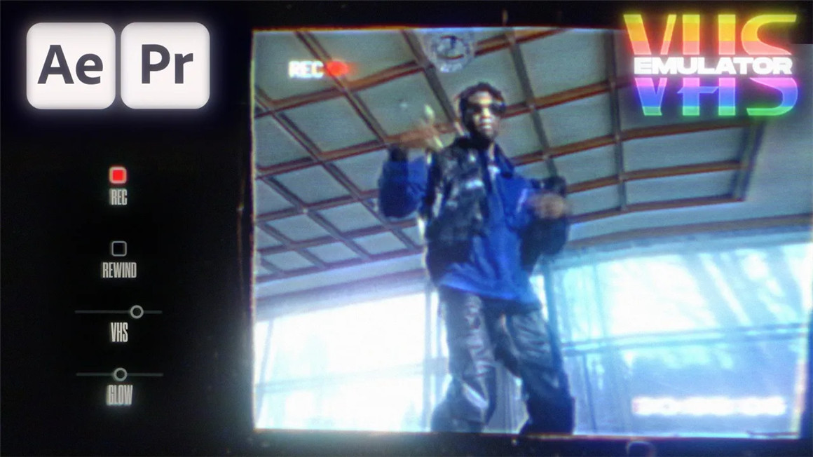 复古怀旧VHS氛围仿真模拟画面闪烁线条扭曲电视干扰效果AE/PR模板 Emulator for AE and Premiere Pro 影视音频 sucaiwan.com