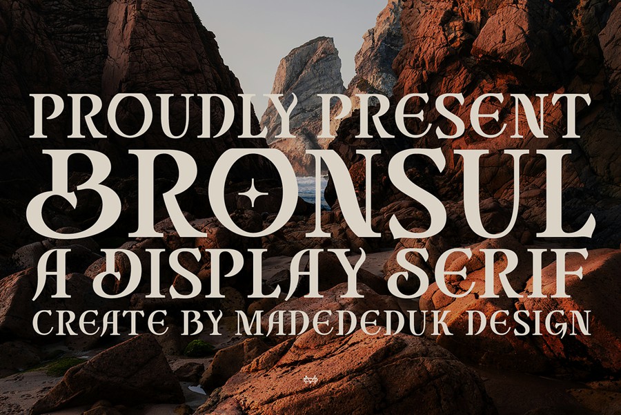 时尚复古品牌海报邀请函标题设计衬线英文字体安装包 Bronsul Serif Display 设计素材 sucaiwan.com