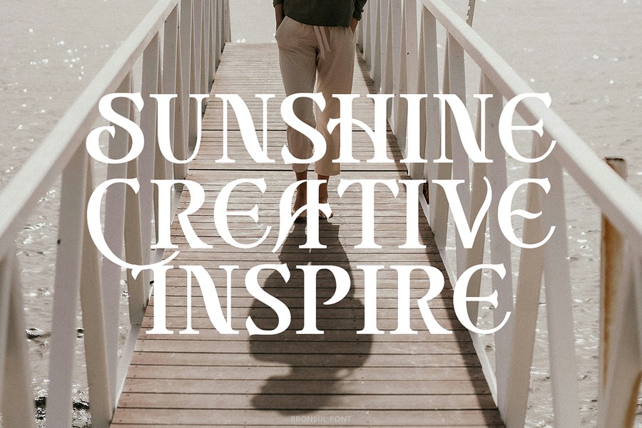 时尚复古品牌海报邀请函标题设计衬线英文字体安装包 Bronsul Serif Display 设计素材 sucaiwan.com