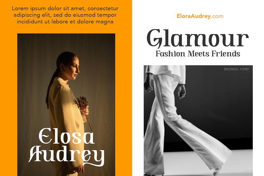 时尚复古品牌海报邀请函标题设计衬线英文字体安装包 Bronsul Serif Display 设计素材 sucaiwan.com