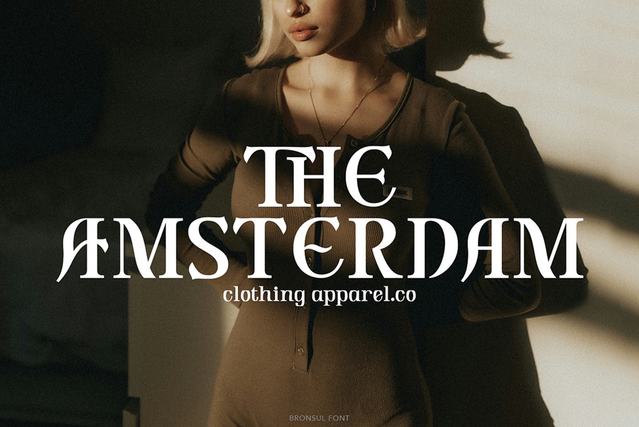 时尚复古品牌海报邀请函标题设计衬线英文字体安装包 Bronsul Serif Display 设计素材 sucaiwan.com