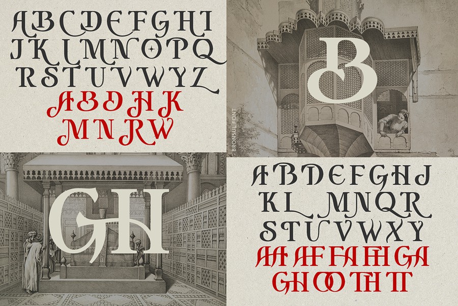 时尚复古品牌海报邀请函标题设计衬线英文字体安装包 Bronsul Serif Display 设计素材 sucaiwan.com