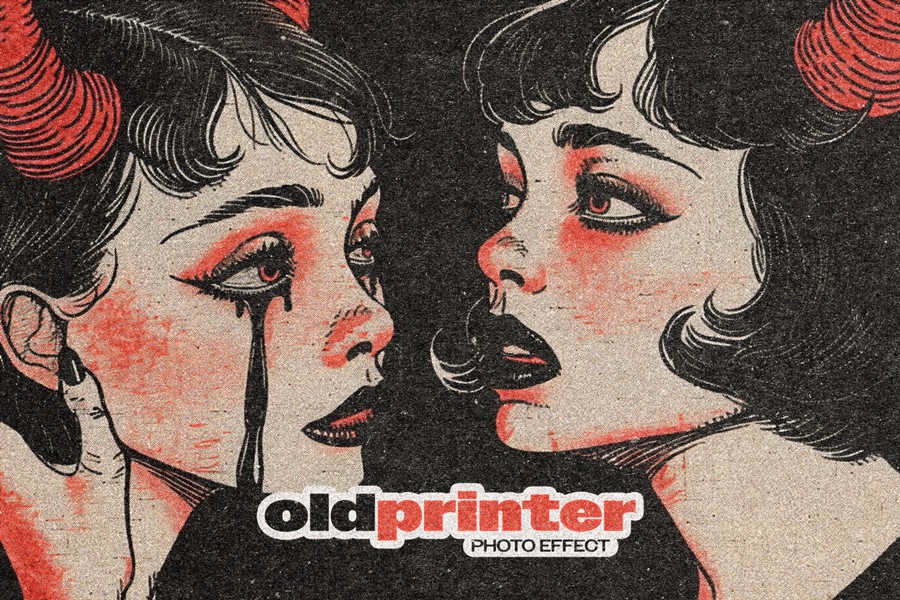 复古做旧磨损粗糙打印复印照片效果ps特效滤镜样机 Old Printer Photo Effect 插件预设 第1张-素材湾丨精选海外优质设计素材资源 复古做旧磨损粗糙打印复印照片效果ps特效滤镜样机 Old Printer Photo Effect 插件预设 sucaiwan.com