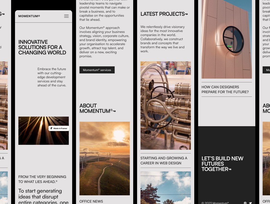 时尚自适应作品集案例企业品牌服务网站WEB UI界面设计Framer模板素材 MOMENTUM – Agency Website Template for Framer APP UI 第1张-素材湾丨精选海外优质设计素材资源 时尚自适应作品集案例企业品牌服务网站WEB UI界面设计Framer模板素材 MOMENTUM – Agency Website Template for Framer APP UI sucaiwan.com