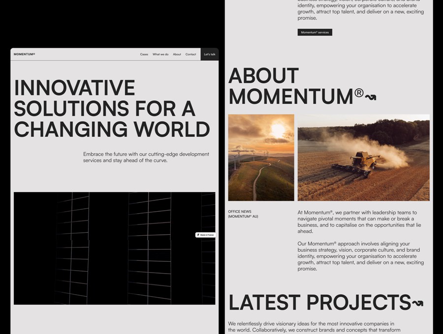 时尚自适应作品集案例企业品牌服务网站WEB UI界面设计Framer模板素材 MOMENTUM – Agency Website Template for Framer APP UI 第3张-素材湾丨精选海外优质设计素材资源 时尚自适应作品集案例企业品牌服务网站WEB UI界面设计Framer模板素材 MOMENTUM – Agency Website Template for Framer APP UI sucaiwan.com