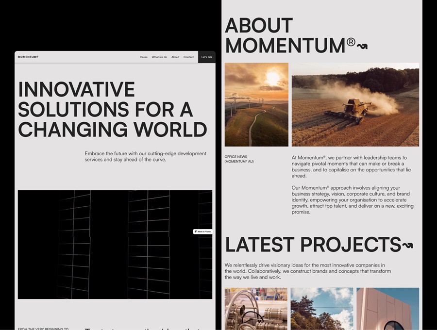 时尚自适应作品集案例企业品牌服务网站WEB UI界面设计Framer模板素材 MOMENTUM – Agency Website Template for Framer APP UI 第9张-素材湾丨精选海外优质设计素材资源 时尚自适应作品集案例企业品牌服务网站WEB UI界面设计Framer模板素材 MOMENTUM – Agency Website Template for Framer APP UI sucaiwan.com