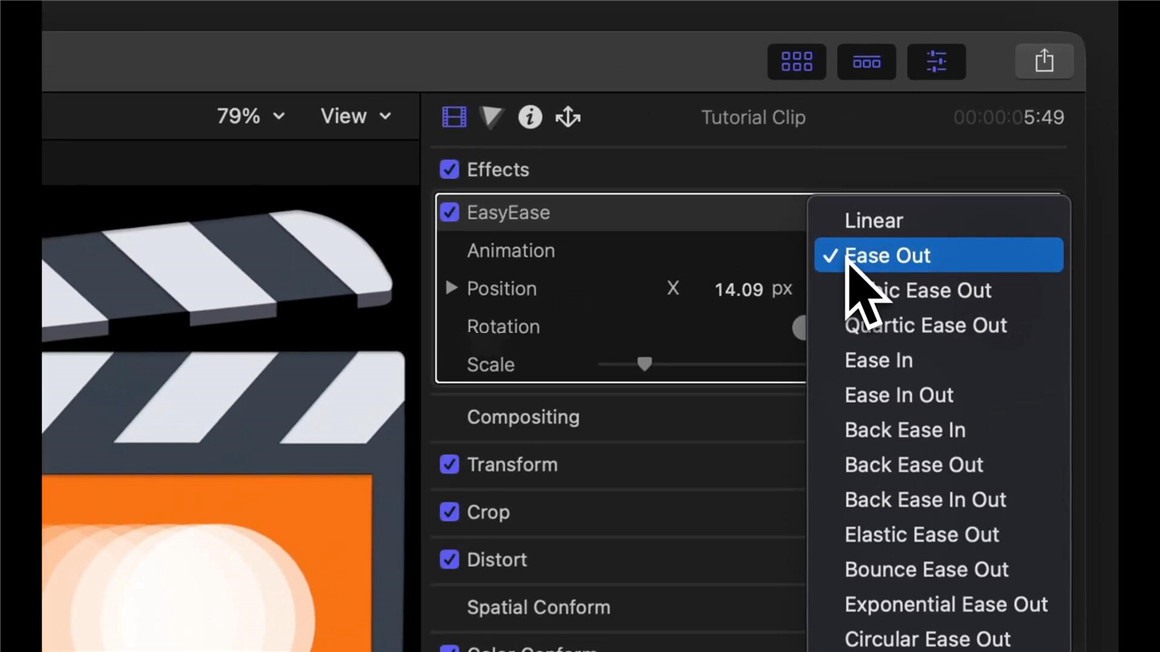 FCPX插件：关键帧自定义缓入缓出曲线运动抖动缩放旋转动作效果预设 EasyEase , sucaiwan.com
