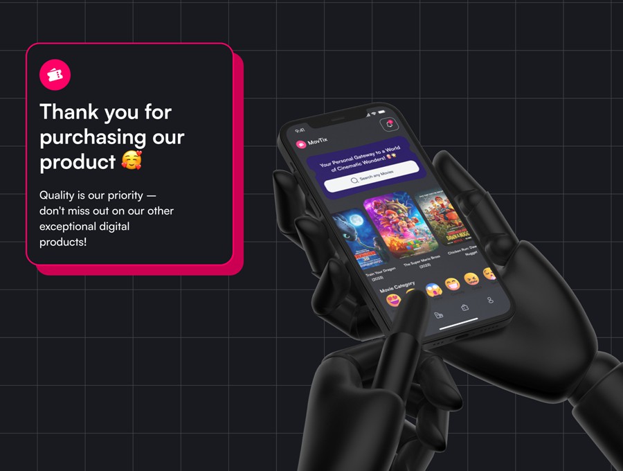 100+屏高级双配色电影票在线购买票务预订APP软件UI界面设计Figma模板套件 MovTix – Movie Ticket Booking App UI Kit APP UI sucaiwan.com