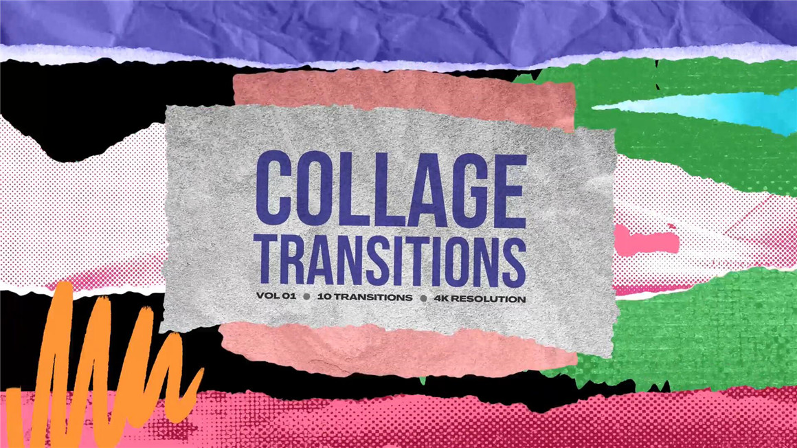 AE模板：创意情绪风格快闪拼贴定格动画撕纸转场视觉效果 , sucaiwan.com