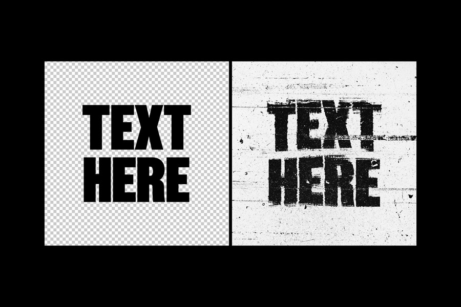 复古时尚粗糙印刷品打印专辑封面海报标题文本效果Photoshop模板设计样机 Bad Disrupted Print Text Effect 插件预设 sucaiwan.com