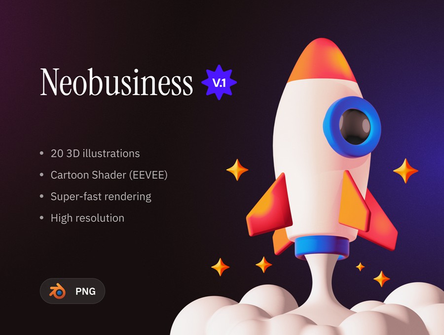 21款卡通趣味创意网络科技金融3D插图图标设计Blender/PNG格式素材 Neobusiness 3D 图片素材 sucaiwan.com