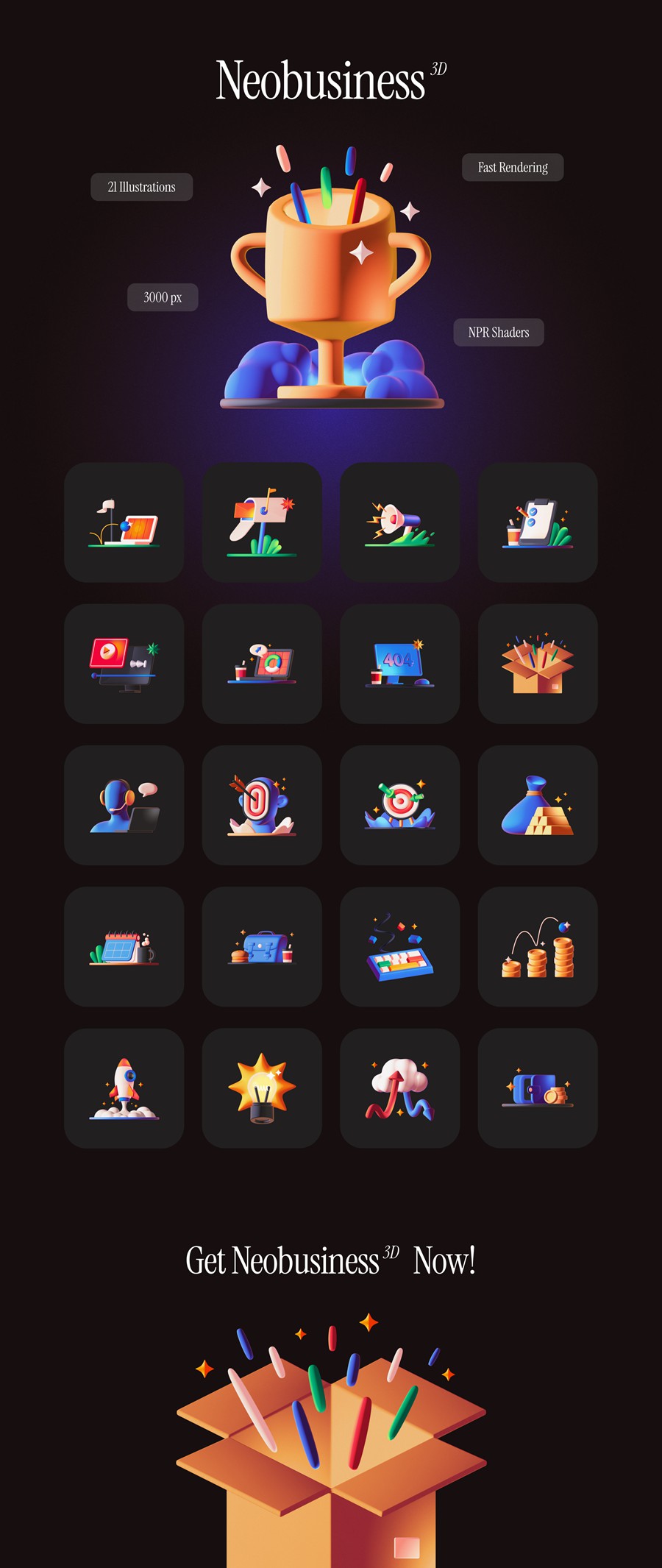 21款卡通趣味创意网络科技金融3D插图图标设计Blender/PNG格式素材 Neobusiness 3D 图片素材 sucaiwan.com
