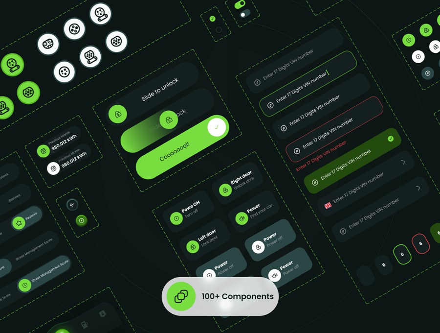 70屏暗黑风电动车汽车共享充电桩充电站APP软件UI界面设计Figma模板套件 EVAR – EV Control & Charging UI Kit APP UI 第5张-素材湾丨精选海外优质设计素材资源 70屏暗黑风电动车汽车共享充电桩充电站APP软件UI界面设计Figma模板套件 EVAR – EV Control & Charging UI Kit APP UI sucaiwan.com