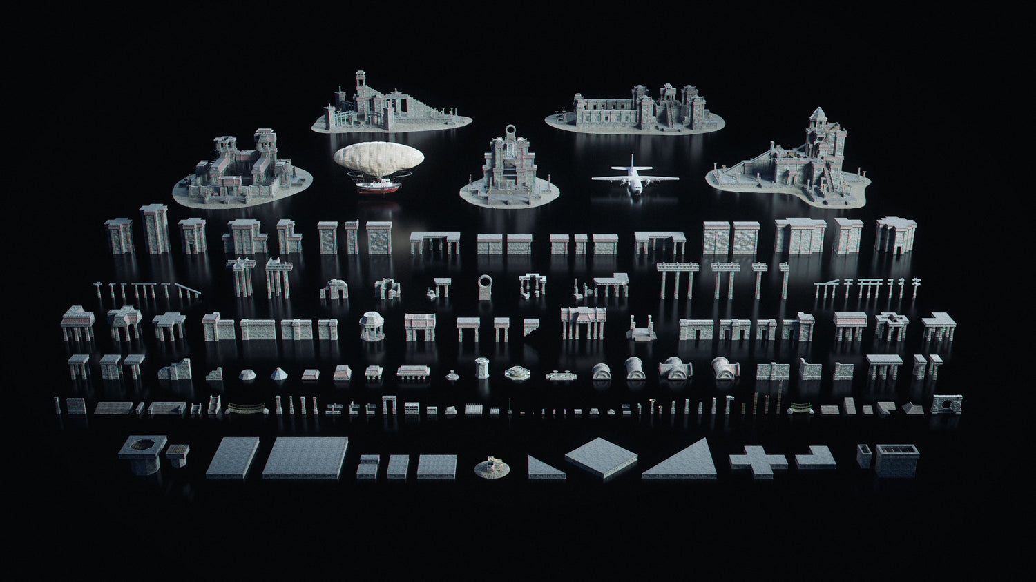 Blender失落古迹帝国寺庙古墓探险神秘遗迹场景元素3D模型 KitBash3D – Secrets of the Luminara 样机素材 sucaiwan.com