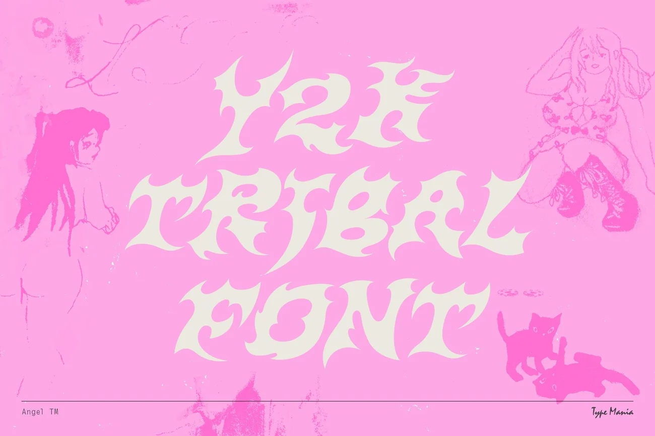 Studio2am - Angel TM 复古Y2K艺术服装海报封面设计LOGO字体 设计素材 sucaiwan.com