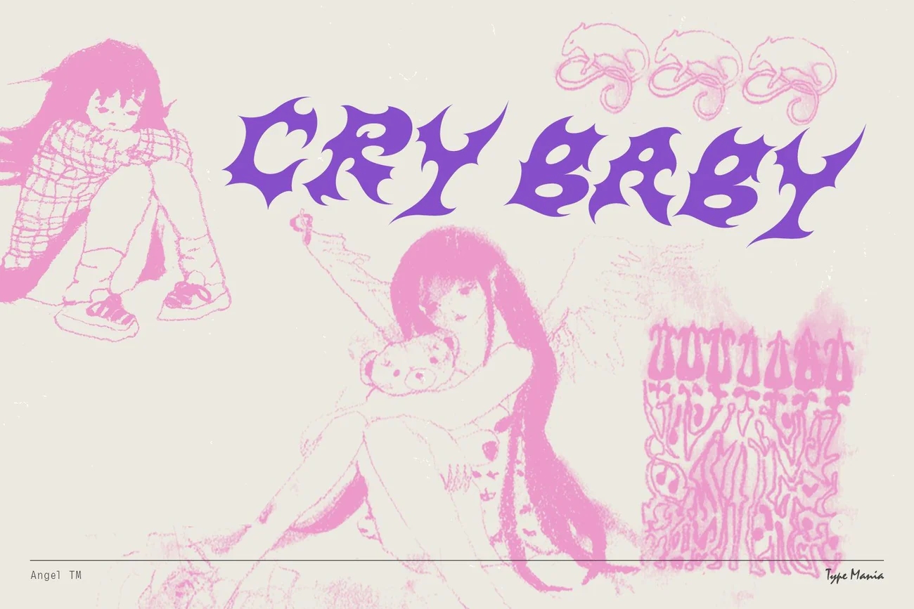 Studio2am - Angel TM 复古Y2K艺术服装海报封面设计LOGO字体 设计素材 sucaiwan.com