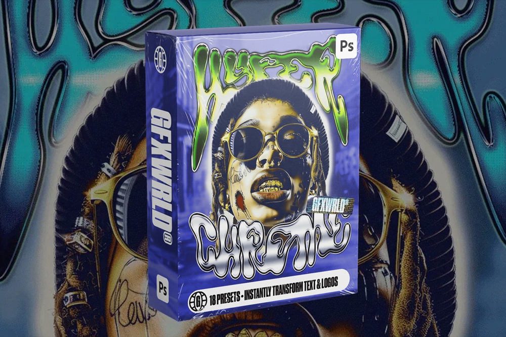 18款未来科幻赛博朋克霓虹金属镀铬3D标题LOGO设计ASL样式PS设计素材 GFXWORLD – Hyper Chrome Text Styles Pack (Vol. 1) 图片素材 sucaiwan.com