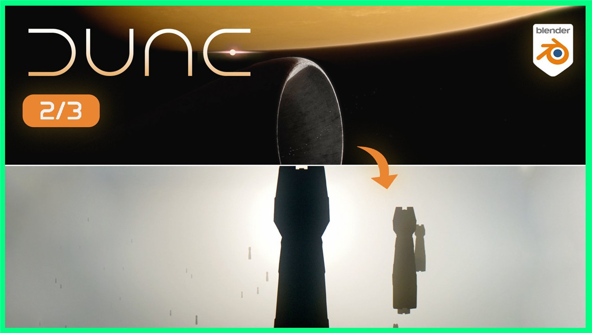 大师课程：Blender重现电影《沙丘》飞船穿梭行星视效建模动画后期合成大师班 Blender 3D | Masterclass for Beginners Dune Edition , sucaiwan.com