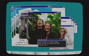 AE/PR模板:复古老式WIN95经典旧计算机操作系统弹窗蓝屏像素艺术开场片头