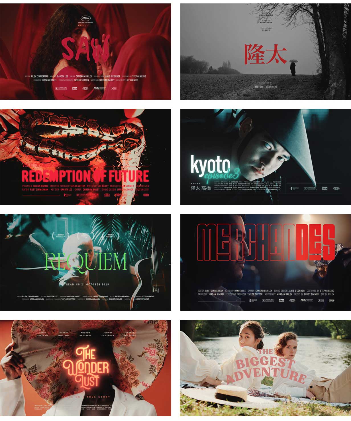 52个复古细腻电影美学故事感创意动态视觉海报封面标题动画AE/PR模板 Cinematic Titles 影视音频 sucaiwan.com