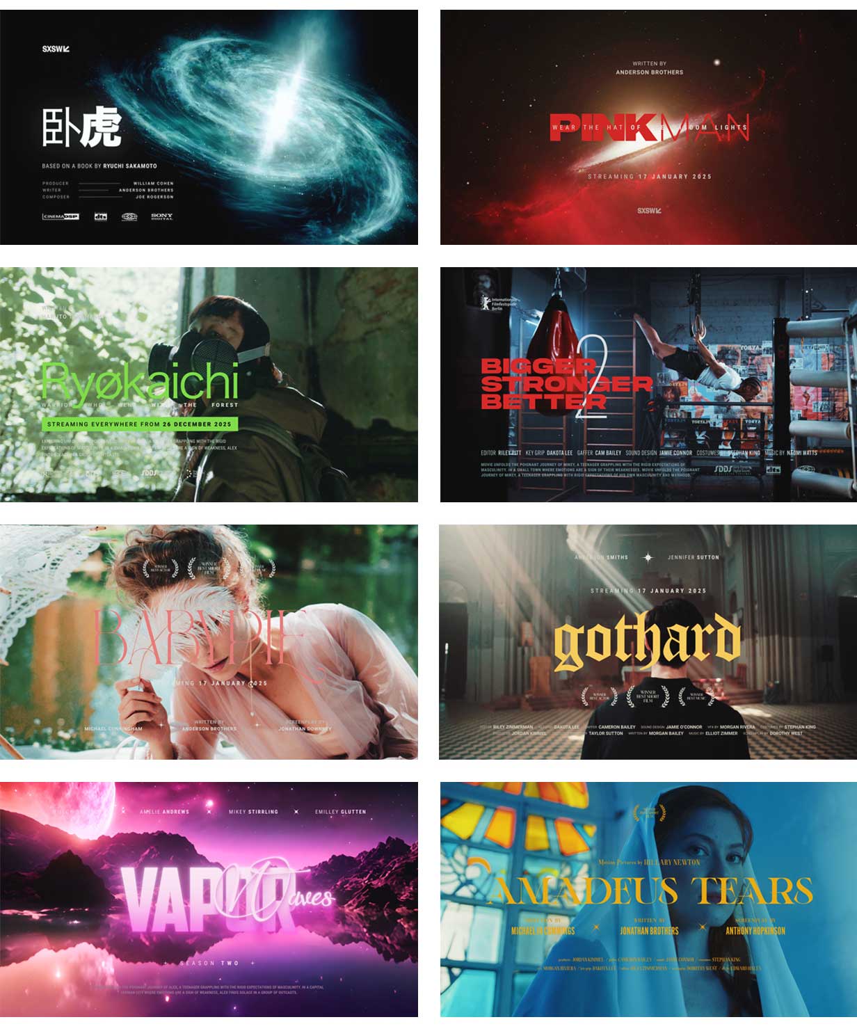 52个复古细腻电影美学故事感创意动态视觉海报封面标题动画AE/PR模板 Cinematic Titles 影视音频 sucaiwan.com