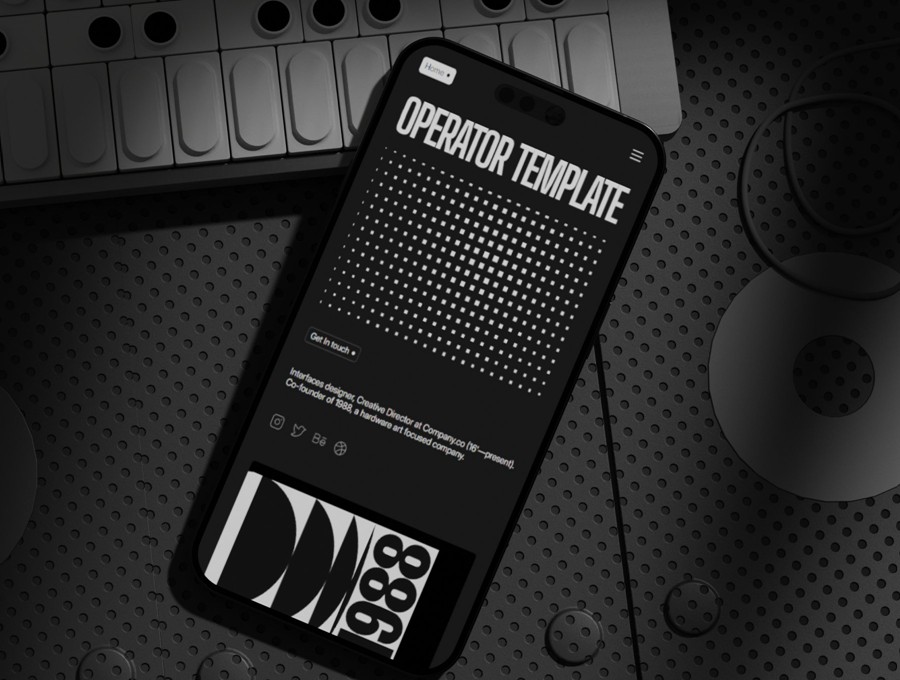 超酷暗黑系响应式作品集创意机构网站用户界面WEB UI设计Figma模板素材 Operator – Framer Portfolio Template APP UI sucaiwan.com